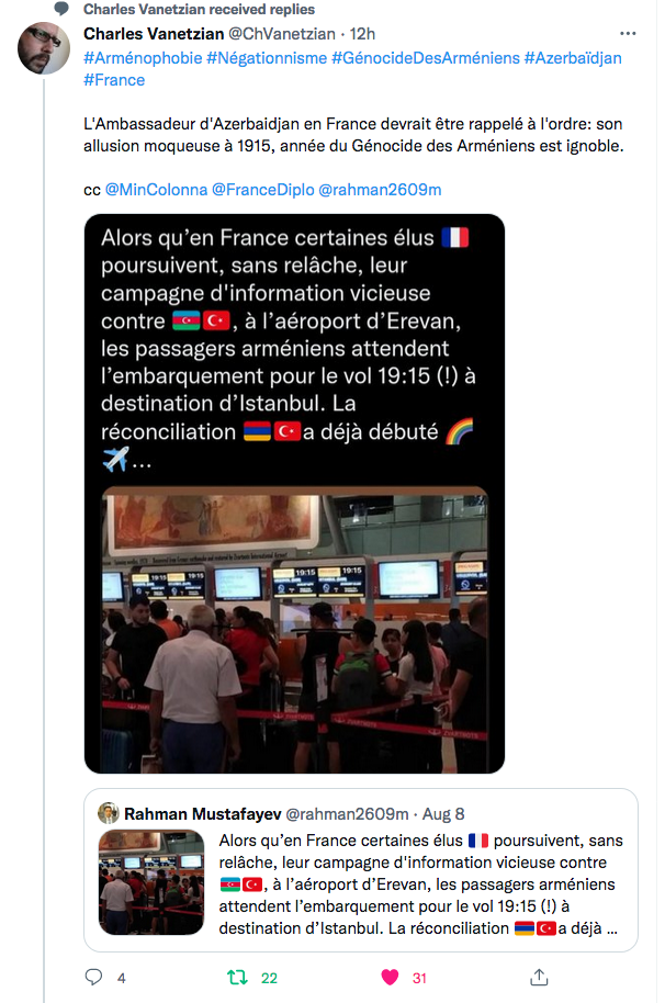 Charles Vanetzian : l&rsquo;allusion ignoble de Rahman Mustafayev