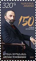 La poste d’Arménie honore l’éminent écrivain et personnage public Archag Tchobanian (1872-1954) à l’occasion de son 150e anniversaire