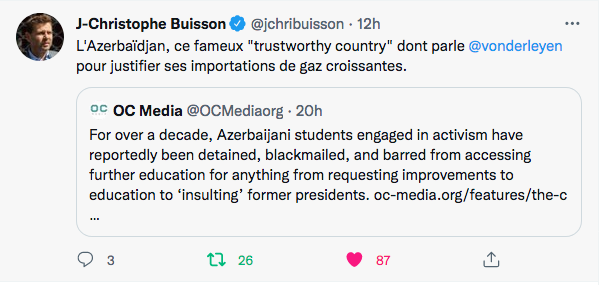 JC Buisson : l&rsquo;Azerbaïdjan, ce fameux « pays de confiance »