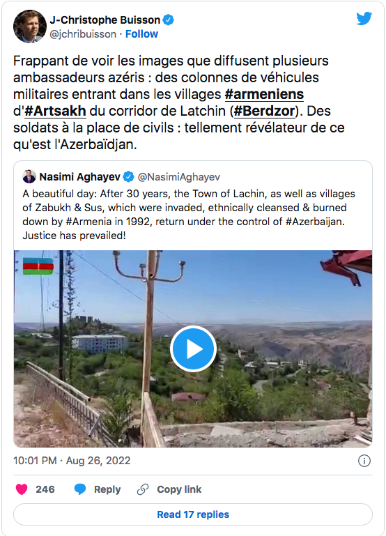 JC Buisson : militaires azerbaïdjanais remplaçant civils arméniens
