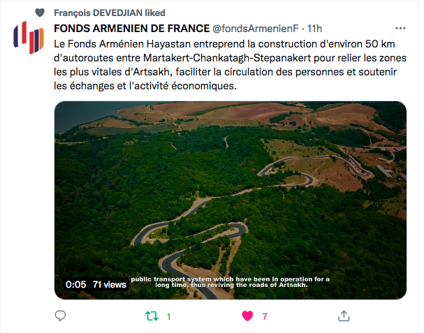 Fonds arménien : autoroutes entre Martakert-Chankatagh-Stepanakert
