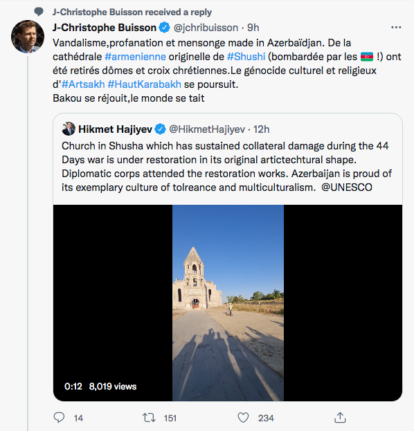JC Buisson : Les croix chrétiennes retirées de l’Eglise de Shushi