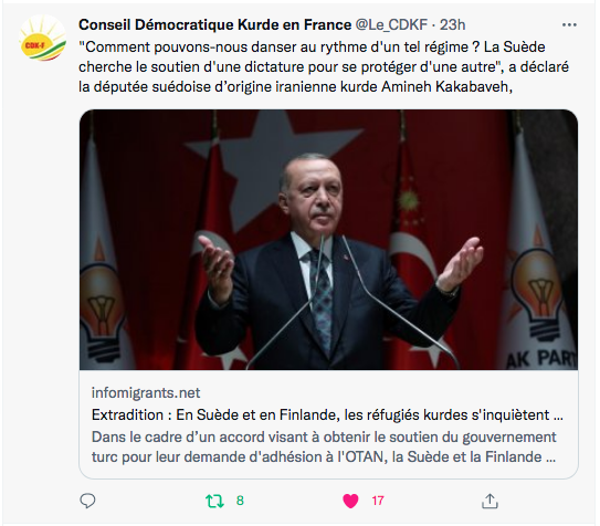 CDKF : La Suède cherche le soutien d&rsquo;une dictature pour se protéger d&rsquo;une autre »
