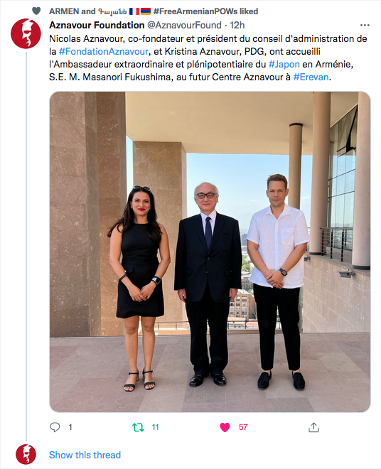 Fondation Aznavour : accueil de l&rsquo;ambassadeur du Japon