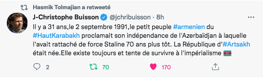 JC Buisson : il y a 31 ans, l&rsquo;indépendance de l&rsquo;Artsakh