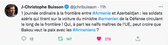 JC Buisson : tirs azéris sur la voiture du ministre de la Défense