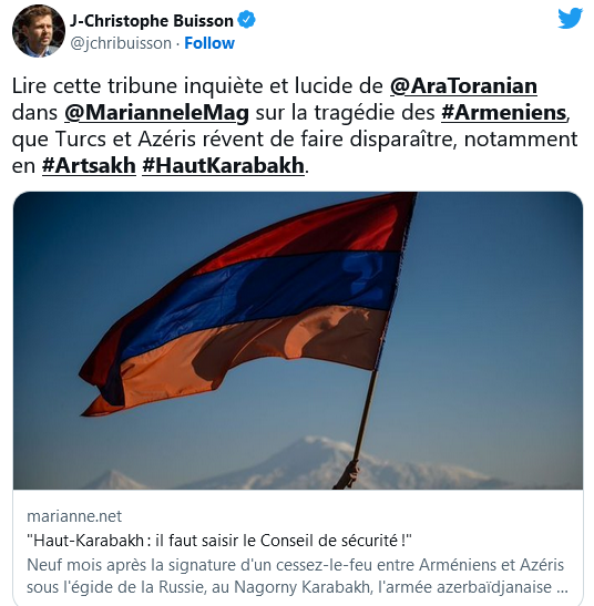 J.C. Buisson : Lire cette tribune inquiète et lucide d’Ara Toranian