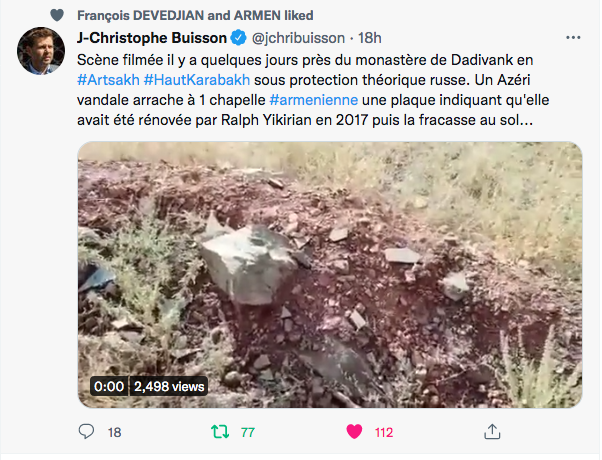 JC Buisson : vandalisme azéri sur une église arménienne