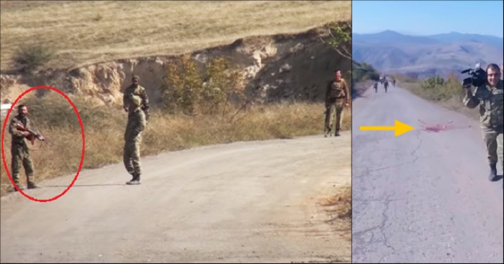 Yuri Kotenok a publié une vidéo dans laquelle un soldat arménien tente d&rsquo;arrêter seul la colonne azérie…et mort probablement en héros