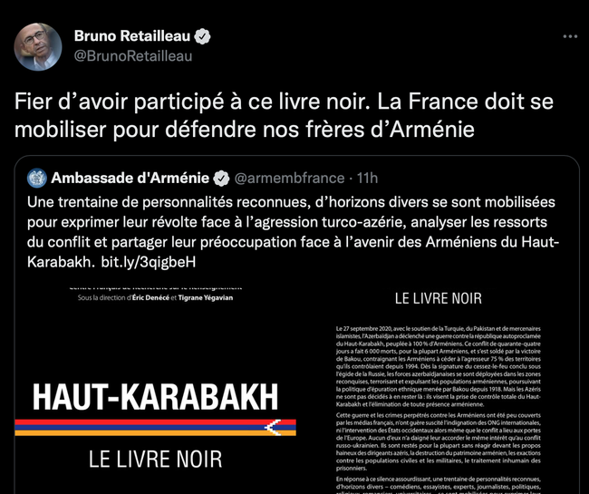 Bruno Retailleau : La France doit se mobiliser pour défendre nos frères d&rsquo;Arménie
