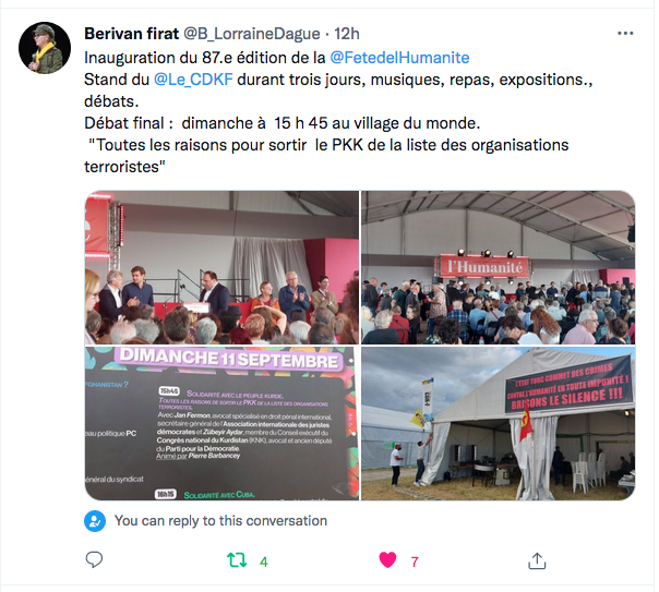 Berivan Firat : Le stand du CDK-F à la fête de l&rsquo;Humanité