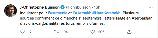 JC Buisson : livraison d&rsquo;armes turques en Azerbaïdjan