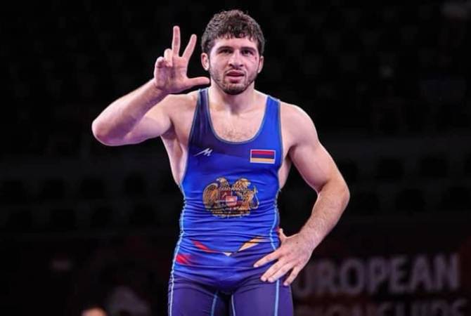 Malkhas Amoyan (Arménie) remporte la médaille de bronze lors des Championnat du monde de lutte gréco-romaine à Belgrade (Serbie)