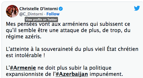 Mes pensées vont aux arméniens