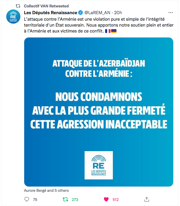 Les députés de Renaissance : soutien entier à l&rsquo;Arménie