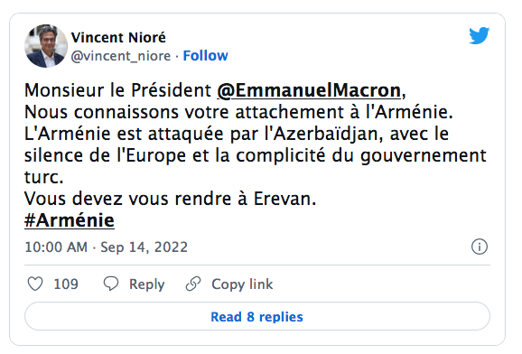 Monsieur le Président Emmanuel Macron , Nous connaissons votre attachement à l&rsquo;Arménie.