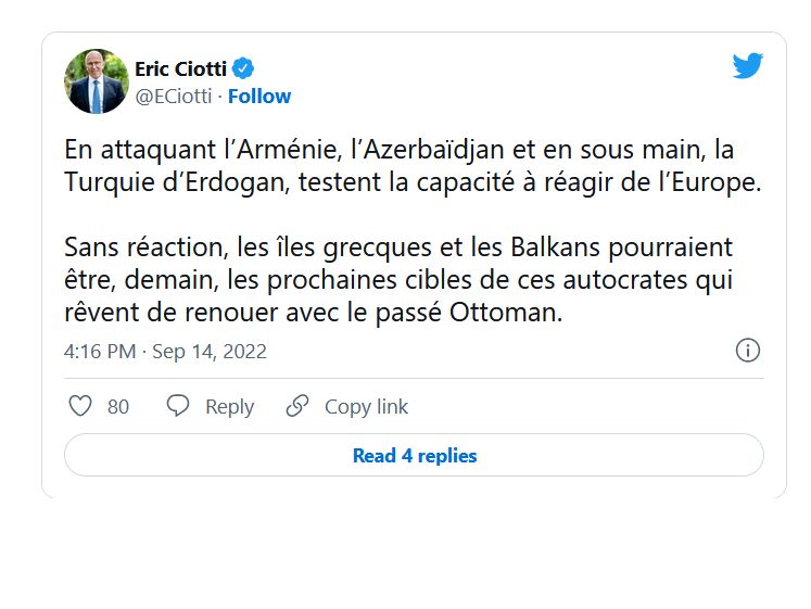 En attaquant l’Arménie, l’Azerbaïdjan et en sous main, la Turquie d’Erdogan, testent la capacité à réagir de l’Europe.