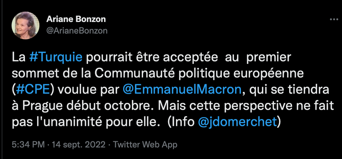 La Turquie au Sommet de la Communauté politique européenne?