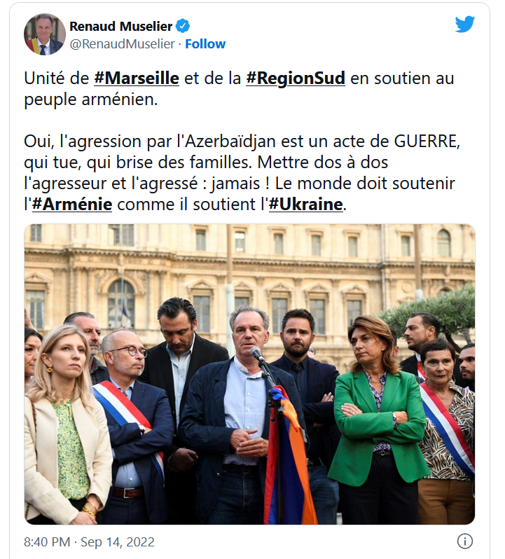 Unité de Marseille et de la RegionSud en soutien au peuple arménien.