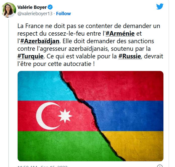 La France ne doit pas se contenter de demander un respect du cessez-le-feu entre l&rsquo;Arménie et l&rsquo;Azerbaïdjan.