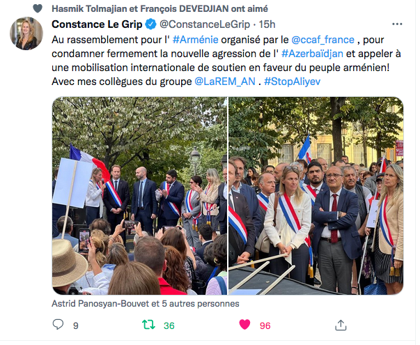 Constance Le Grip : au rassemblement du CCAF pour l&rsquo;Arménie