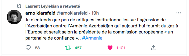 Arno Klarsfeld : peu de critiques sur l&rsquo;agression de l&rsquo;Azerbaïdjan