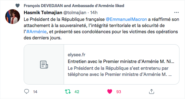 Hasmik Tolmajian :  Le message du président Emmanuel Macron