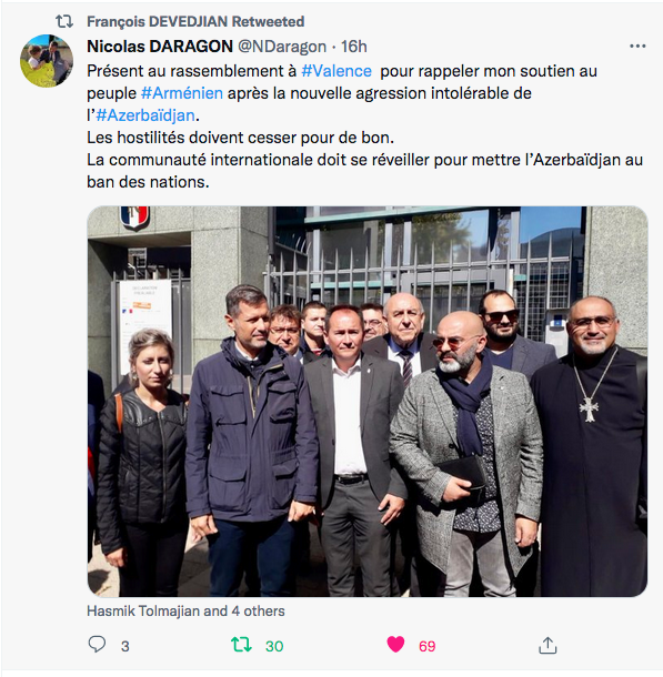 Nicolas Daragon : présent au rassemblement pour l&rsquo;Arménie
