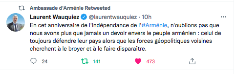 Laurent Wauquiez :  toujours défendre l&rsquo;Arménie quand ses voisines cherchent à la broyer