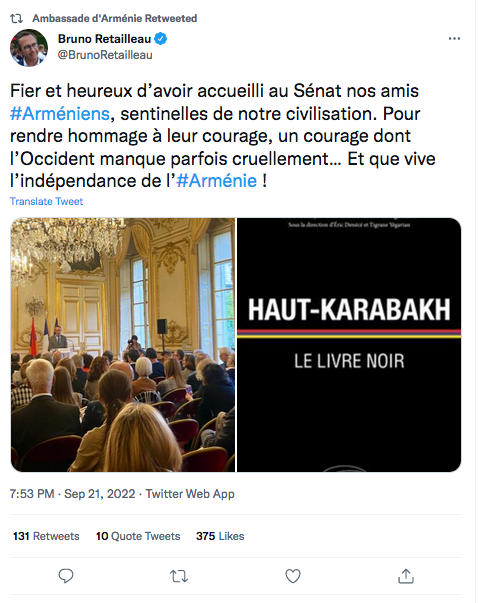 Bruno Retailleau : Fier d&rsquo;avoir accueilli nos amis arméniens