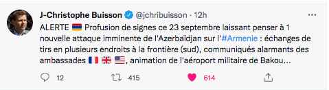 JC Buisson : profusion de signes d&rsquo;une nouvelle attaque azérie