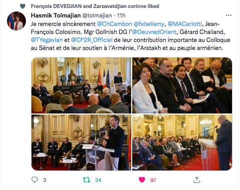 Hasmik Tolmajian :  Remerciements au Sénat
