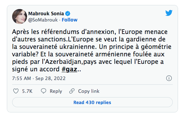 Sonia Mabrouk : et la souveraineté arménienne ?