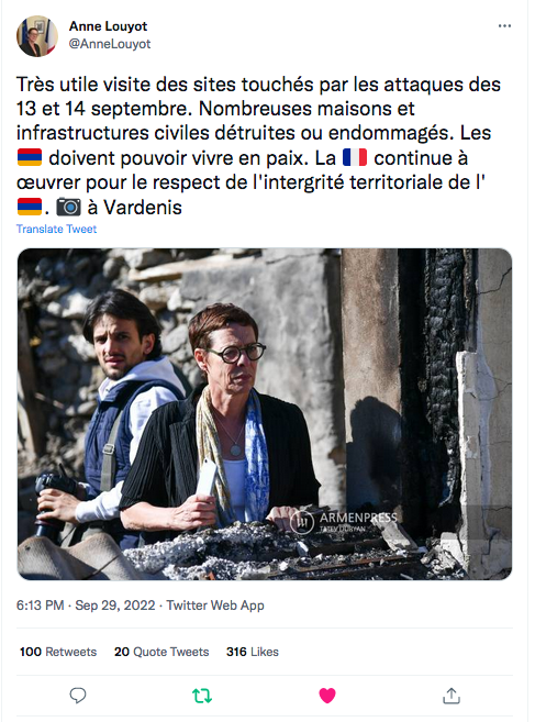 Anne Louyot : Respect de l&rsquo;intégrité territoriale de l&rsquo;Arménie