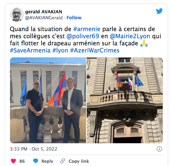 Gérald Avakian : le drapeau arménien flotte sur la mairie de Lyon 2