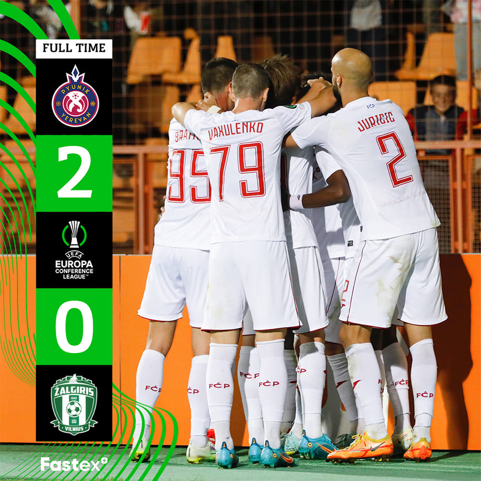 Pyunik Erévan s’est imposé 2-0 à Erévan face à Zalgiris lors du match de groupe de l’UEFA Conference League (Groupe H)