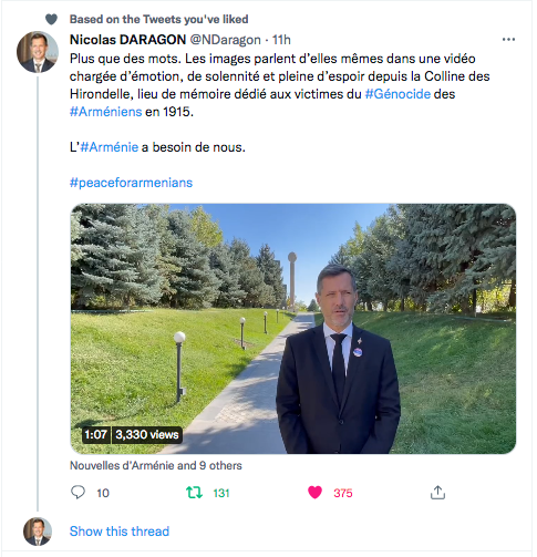 Nicolas Daragon : au mémorial du génocide à Erevan