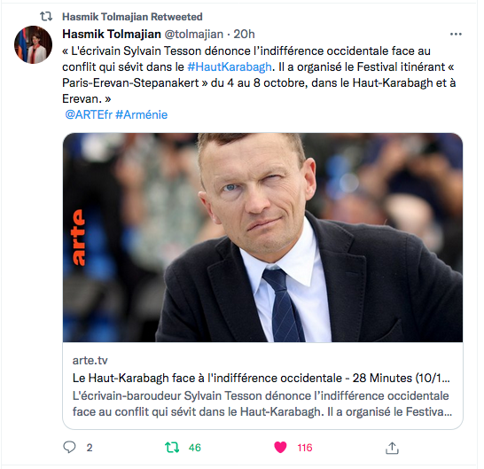 Hasmik Tolmajian : Sylvain Tesson sur Arté