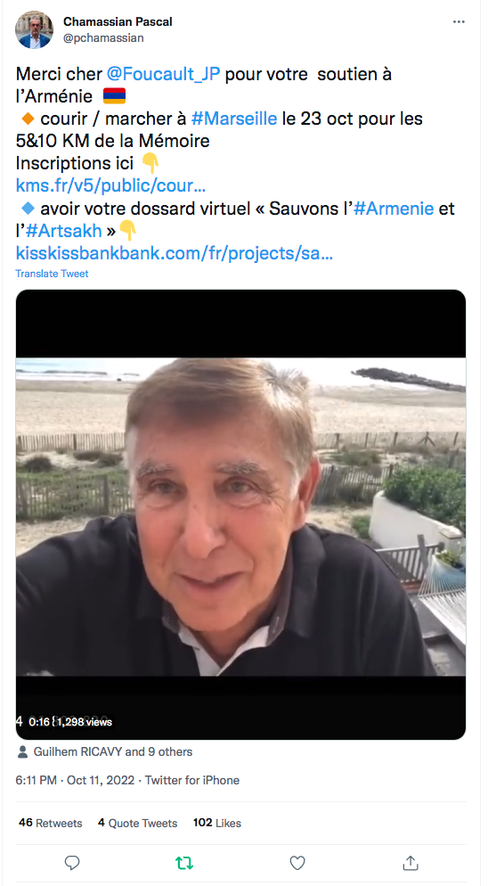 Pascal Chamassian : JP Foucault avec Courir pour la mémoire
