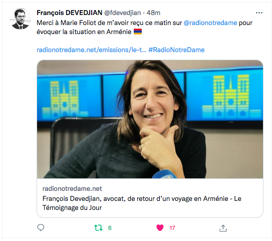 François Devedjian : ce matin sur Radio Notre-Dame