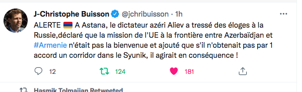 JC Buisson : Alerte sur la nouvelle menace d&rsquo;Aliev sur le Syunik