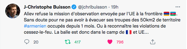 JC Buisson : Aliev refuse la mission d&rsquo;observation de l&rsquo;UE
