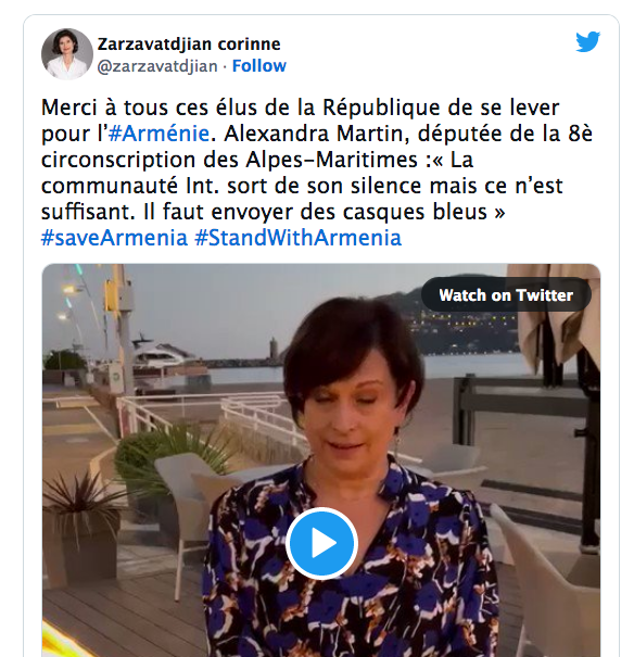 Corinne Zarzavatdjian : Merci à tous ces élus de la République de se lever pour l’Arménie