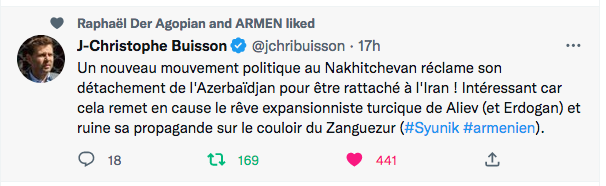 JC Buisson : mouvement pour le rattachement du Nakhitchevan à l&rsquo;Iran