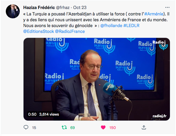 Frédéric Haziza : François Hollande et l&rsquo;Arménie sur radio J