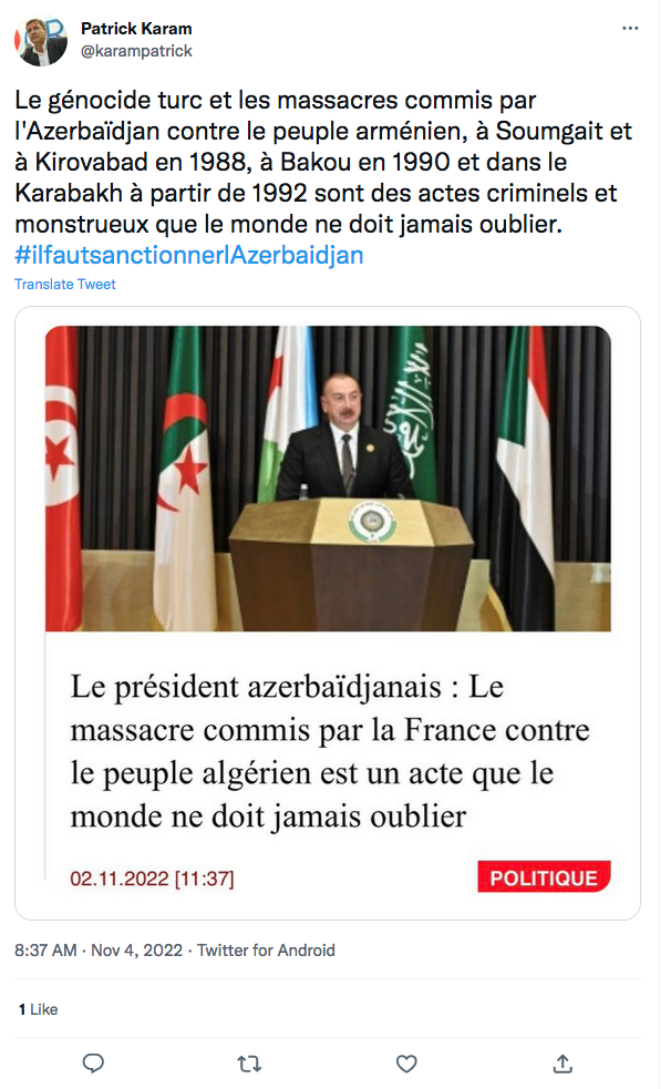 Patrick Karam : ne jamais oublier le génocide des Arméniens