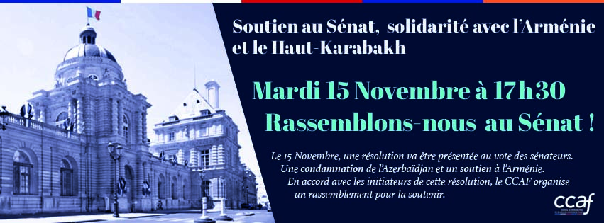 Grand rassemblement rue de Tournon, devant le Sénat le 15/11 à 17:30