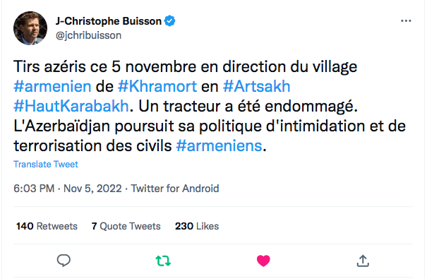 JC Buisson : Tirs azéris en direction du village de Khramort
