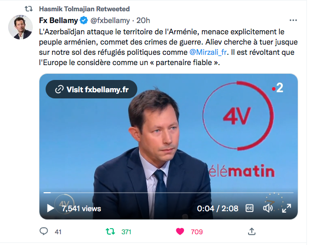 François-Xavier Bellamy : dénonciation de Bakou sur télématin