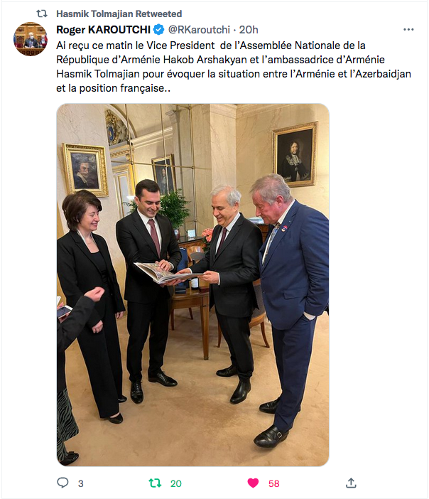 Roger Karoutchi : Avec le vice-président de l&rsquo;AN arménienne